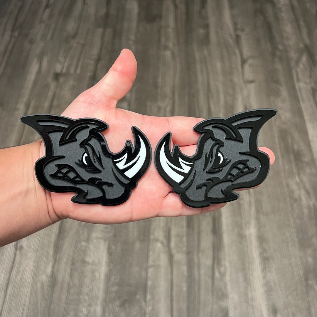 Car Fender Emblems/badges Black ANGRY RHINO black Backing Etsy