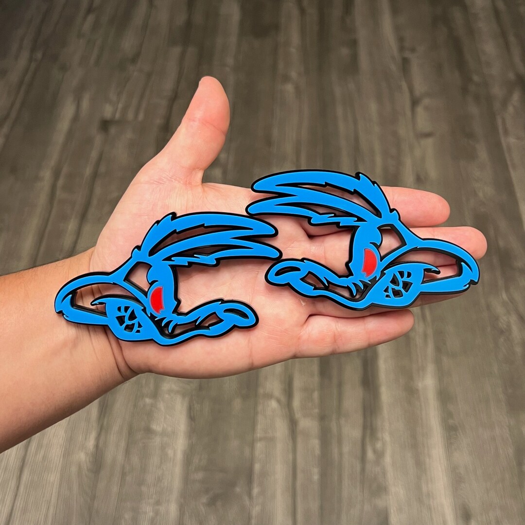 Car Fender Emblems/badges Blue ANGRY COYOTE Head W/ Red Eyes Etsy