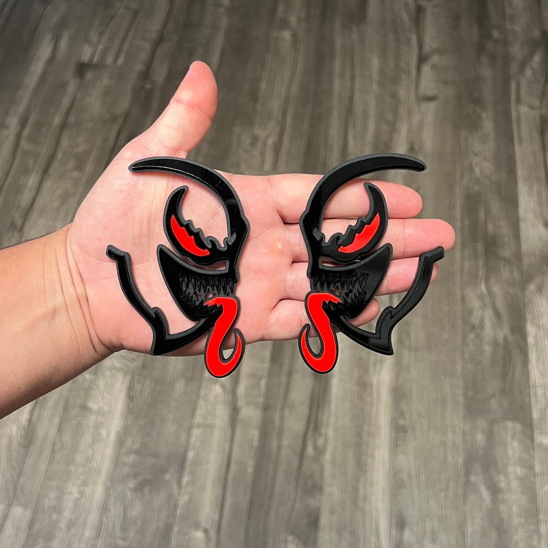 Car Fender Emblems/badges Black Venomed W/ Red Eyes and Red Etsy