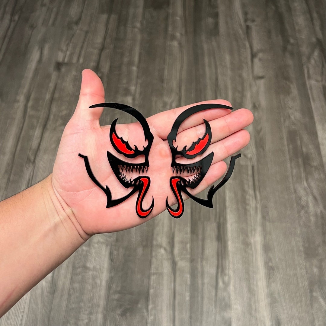 Car Fender Emblems/badges Black Venomed W/ Red Eyes and Red Etsy