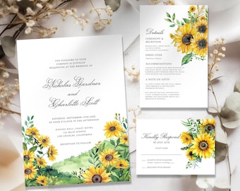 Sunflower Wedding Invitation, Sunflower Wedding Invites, Sunflower Wedding Invitation Template Digital, Sunflower Invitation Baby Shower