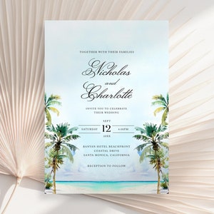 Beach Wedding Invitation, Beach Wedding Invite, Ocean Wedding Invitation, Destination Wedding, Tropical Wedding Invitation, Seaside Wedding