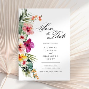Tropical Save the Date Invitation, Floral Tropical Save the Date, Orchid Save the Date, Hibiscus Save the Date, Luau Tropical Invitation