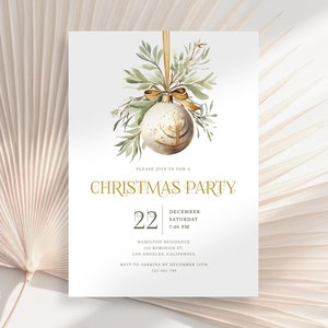 Christmas Dinner Party Invitation Template, December Dinner Invitation, Rustic Winter Christmas, Winter Party Invitation, Holiday Party