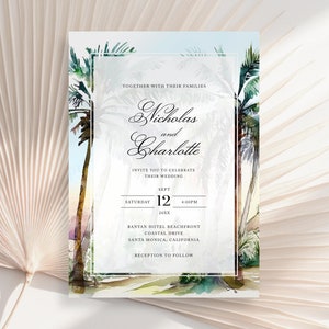 Beach Wedding Invitation, Luau Invitation, Ocean Wedding Invitation, Destination Wedding, Tropical Wedding Invitation, Seaside Wedding