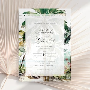 Beach Wedding Invitation, Beach Wedding Invite, Ocean Wedding Invitation, Destination Wedding, Tropical Wedding Invitation, Seaside Wedding