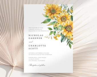 Sunflower Wedding Invitation, Sunflower Wedding Invites, Sunflower Wedding Invitation Template Digital, Sunflower Invitation Baby Shower
