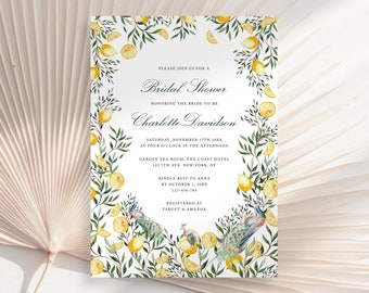 Lemon Bridal Shower Invitation, She Found Her Main Squeeze, Lemon Bridal Brunch, Italy Bridal Shower, Citrus Lemon Invitation, Lemon Invite