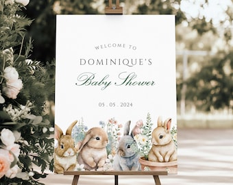 Bunny Baby Shower Willkommen Schild Vorlage 8x10 18x24 24x36, Bunny Baby Shower Willkommen Banner, Bunny Baby Shower Willkommen Signage, Bunny Willkommen