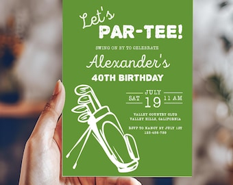 Golf Birthday Invitation, Editable Golf Let's Partee Invitation, Golf Party, Golf Invite, Hole in One Invitation, Retirement Invitation