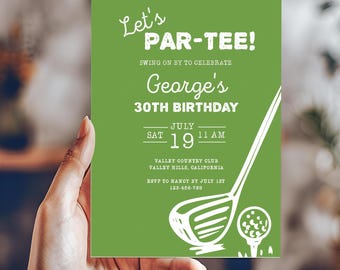 Golf Birthday Invitation, Editable Golf Let's Partee Invitation, Golf Party, Golf Invite, Hole in One Invitation, Retirement Invitation