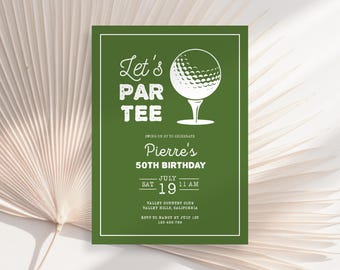 Golf Birthday Invitation, Editable Golf Let's Partee Invitation, Golf Party, Golf Invite, Hole in One Invitation, Retirement Invitation