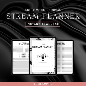 Light Mode Digital Stream Planner, Stream Organizer, Goodnotes Planner, Twitch Kick YouTube TikTok Fansly Onlyfans Planner, Content Planner