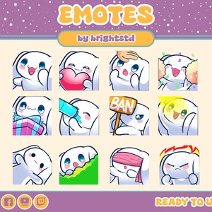 Emotes de Twitch / peluche blanco / perro lindo / emotes kawaii / perro blanco / emotes lindos