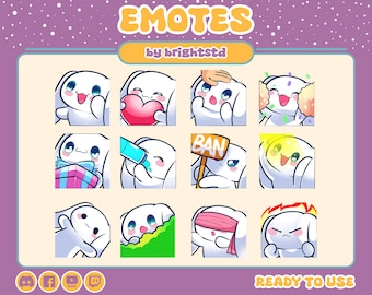 Twitch emotes | white plushie | cute dog | kawaii emotes | white dog | cute emotes