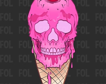 Skull png | ice cream png | skull ice cream png | png | character png | digital illustration | horror png | retro design