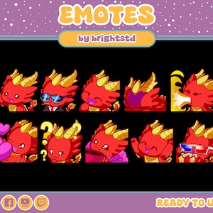Dragon emotes | twitch emotes | red dragon | kawaii emote | cute emote | stream element