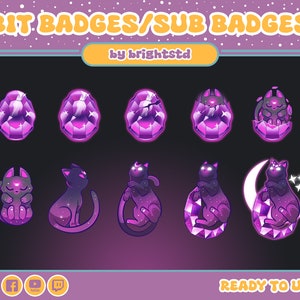 Twitch-subbadges | subbadges voor katten | Insignes kattenedelsteen | subbadges voor edelstenen | stream | kawaii sub-badges