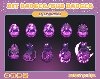 twitch sub badges | cat sub badges | cat gem badges | gem sub badges | stream | kawaii sub badges