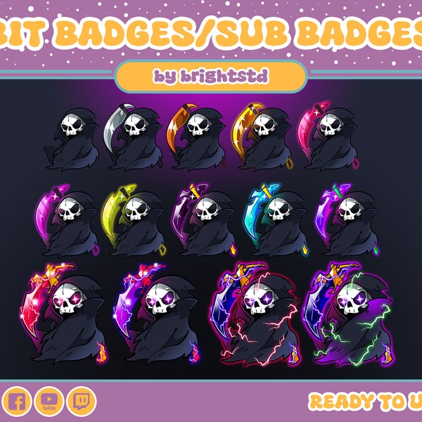 Twitch sub badges | grim reaper badges | grim reaper | scythe badge | discord and stream