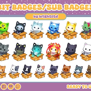 Twitch sub badges | cat sub badges | kitty badges | kitten badges | kawaii sub badges | cute cat | bit badges | stream and gaming