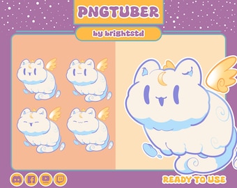 cloud Cat PNGTuber Model | Chibi Stream Avatar | Reactive PNG for Twitch & YouTube