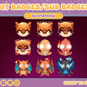 insignias de suscripción de twitch / insignias de dragón / insignias de criatura naranja / insignias kawaii / insignias de anime / insignias de pelota