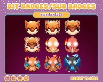 twitch sub badges | dragon badges | orange creature | kawaii | anime badges | ball badges