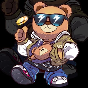 Hype bear | hiphop bear | cool teddy bear | png design | teddy bear png | teddy illustration | instant download | design png