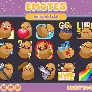 Aardappelpakket | aardappel-emoties | schattige aardappel-emote | kawaii-aardappel | twitch-emotie