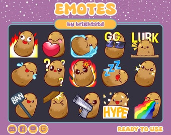 Potato pack | potato emotes | cute potato emote | kawaii potato | twitch emote