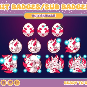 twitch sub badges | kitsune fox | fox badges | kitsune badges | streaming