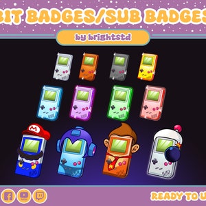 Insignias de suscripción de Twitch / insignias de bit de Twitch / insignias de suscripción de Gameboy / insignias de Gameboy / transmisión y Discord
