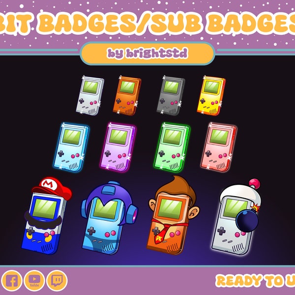 Insignes secondaires Twitch | insignes de peu de contraction | sous-badges gameboy | badges gameboy | stream et discord