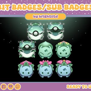 Anime sub badges | twitch sub badges | green creatures | kawaii anime | ball | stream and discord | kawaii sub badges