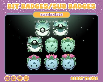 Anime sub badges | twitch sub badges | green creatures | kawaii anime | ball | stream and discord | kawaii sub badges