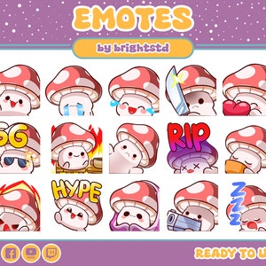 Emote fungo / emote contrazione / testa di fungo / emote kawaii / emote carina