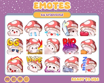 Mushroom emotes | twitch emotes | mushroom head | kawaii emote | cute emote