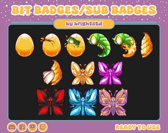 Twitch sub badges | butterfly sub badge | butterfly bit badge | kawaii sub badges | butterfly | stream