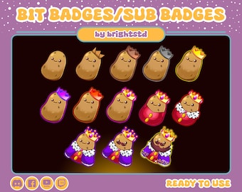 twitch sub badges | potato sub badges | potato badges | kawaii potato | stream and discord