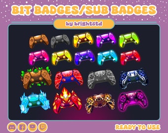 Twitch sub badges | joystick | playstation controller | PS5 | stream and gaming