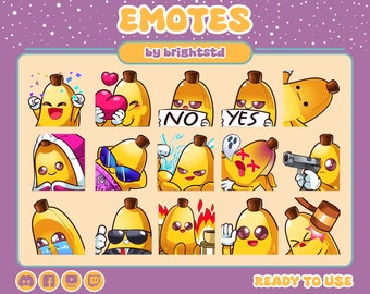 Twitch emotes | banana twitch emotes | banana emotes | kawaii emotes | stream and discord