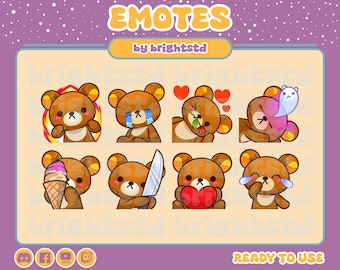 Twitch emotes | brown bear | kawaii emote | cute emote | cute bear | streaming