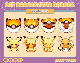 Anime sub badges | twitch sub badges | yellow squirrel | electricity squirrel | ball | stream and discord