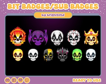 Twitch sub badges | skull badges | skull bit badges | horror badge | discord and stream
