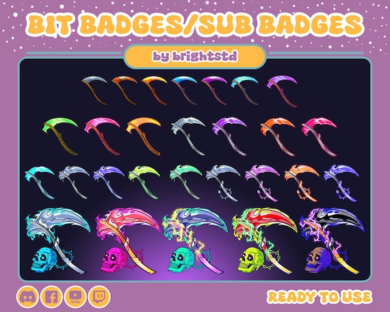 twitch sub badges | scythe weapons | scythe sub badges | grim reaper badges | streamer or discord community