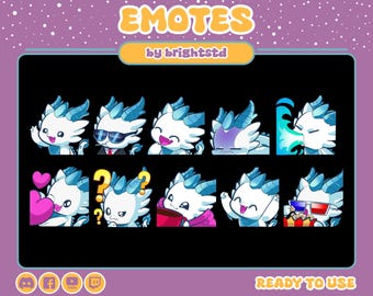 Dragon emotes | twitch emotes | white dragon | kawaii emote | cute emote | stream element