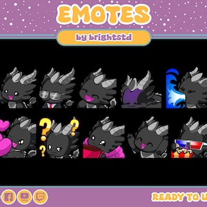 Dragon emotes | twitch emotes | black dragon | kawaii emote | cute emote | stream element