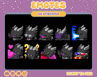 Dragon emotes | twitch emotes | black dragon | kawaii emote | cute emote | stream element