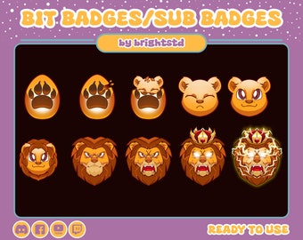 Twitch sub badges | lion badges | lion | stream and gaming | discord